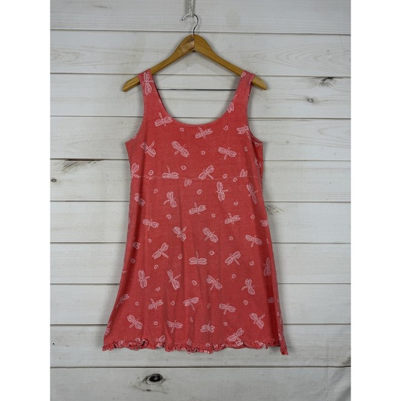 fresh produce Dresses & Skirts - Fresh Produce Dress Womens Medium Pink Dragonfly Tank Sundress Cotton Ruffle Hem